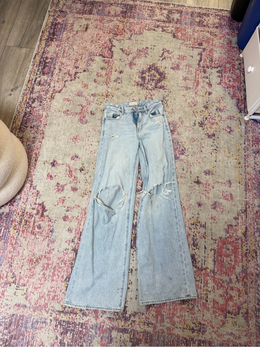 PacSun Light Blue Distressed Wide-Leg Jeans